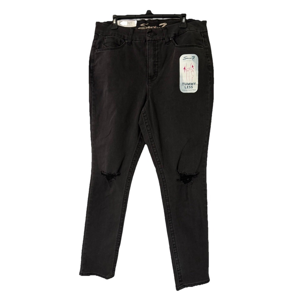 NWT Seven7 Womens‎ Black Tummy Less High Rise Stretch Skinny Jeans Plus Size 16